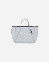 Load image into Gallery viewer, Petite guise tote bag in washed pale grey denim print