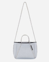 Load image into Gallery viewer, Petite guise tote bag in washed pale grey denim print