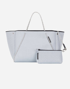 Guise tote bag in washed pale grey denim print