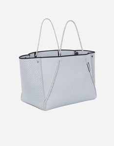 Guise tote bag in washed pale grey denim print