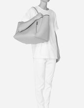 Load image into Gallery viewer, Guise tote bag in washed pale grey denim print
