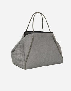 Guise tote bag in washed olive denim print