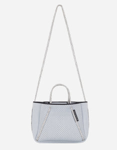 Petite guise tote bag in washed pale grey denim print