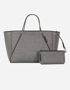 Guise tote bag in washed olive denim print