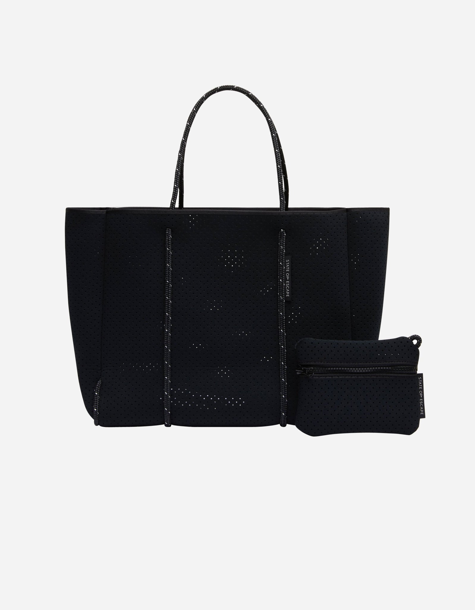 Flying solo tote in highlight fleck black – stateofescapeape.com