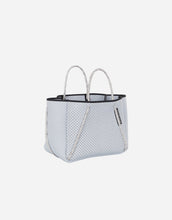 Load image into Gallery viewer, Petite guise tote bag in washed pale grey denim print
